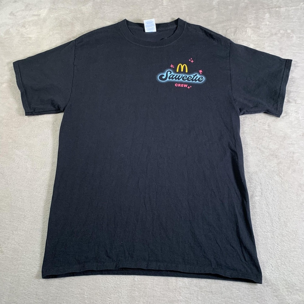 McDonald's Saweetie Crew Shirt Mens Medium Black Port & Company Promo Graphic